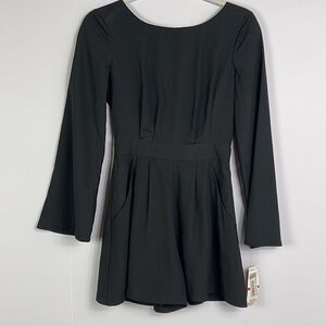 GB Gianni Bini NWT Black Romper with deep V-neck back, size XS